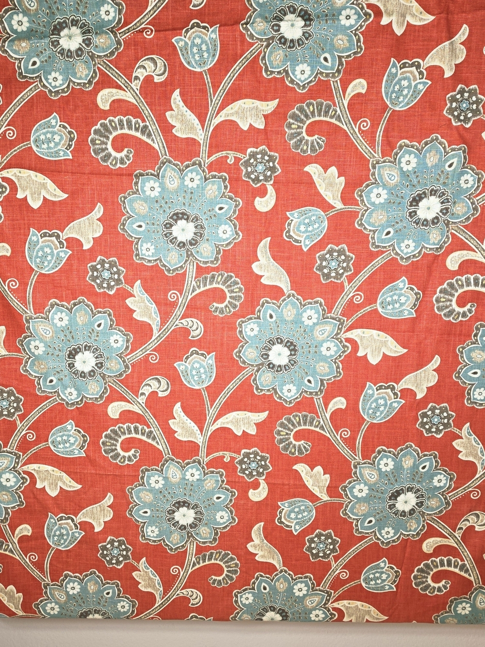 Braemore Floral Print Upholstery fabric in Coral and Teal About 2 Yards 54" Wide